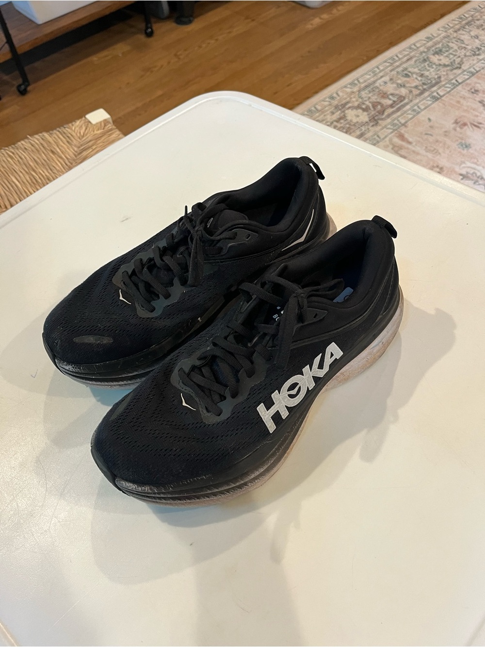Hoka Men's Black Athletic Running Shoes with White Logo